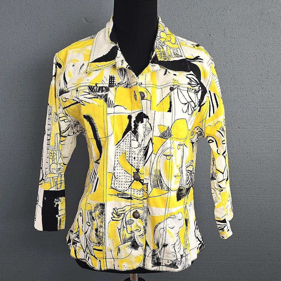 Unique Vintage Kaktus Pablo Picasso Art All Over Print Womens Jacket Large